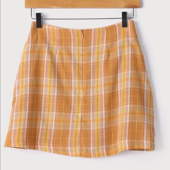 Lulus orange/yellow plaid mini skirt - Picture 3 of 4